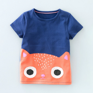 Mini Boden Girl's Front & Back Applique Tshirt in Blue