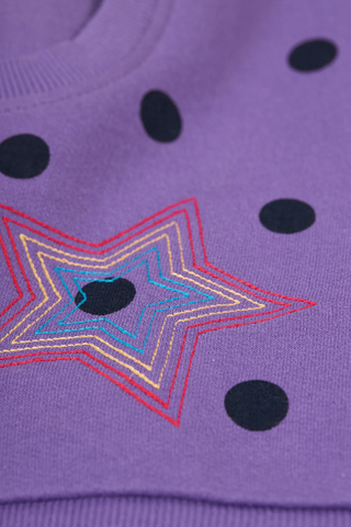 Frugi Girl's Jessica Jumper Dress in Purple Spots