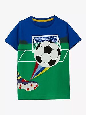 Mini Boden Boy's Sports Applique T-Shirt in Brilliant Blue Football (Slightly Defect)