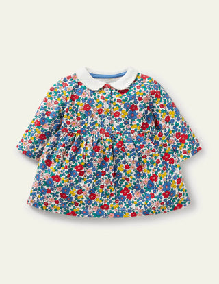 Baby Boden Jersey Collared Dress in Multi Sky Apple Blossom (Slightly Defect)