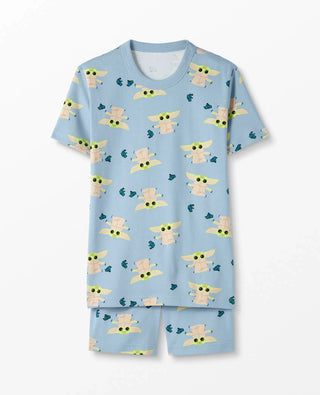 Kids Baby Yoda Short John Printed Pyjama Set in Blue