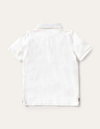 Mini Boden Boy's Pique Polo Shirt in White (SLIGHTLY DEFECT)