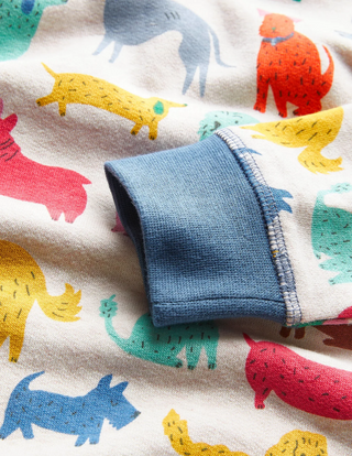 Mini Boden Printed Sweatshirt in Oatmeal Marl/Blue Dogs (Slightly Defect)