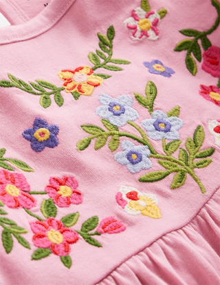 Mini Boden Girls Embroidered Tunic Set In Pink