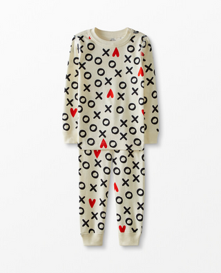 Kids Long John Printed Pyjama Set in Xoxo Hearts