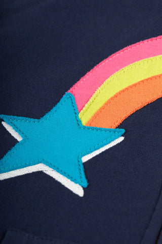 Frugi Girl's Switch Hayle Hoody in Indigo/Rainbow