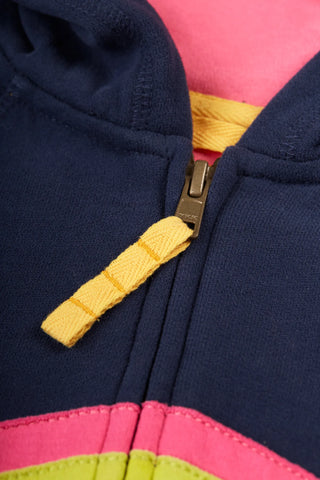 Frugi Girl's Switch Hayle Hoody in Indigo/Rainbow