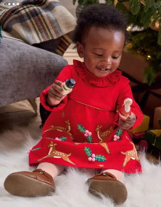 Baby Boden Deer Applique Jersey Dress in Red