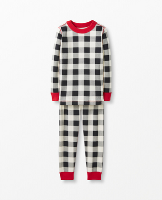 Kids Long John Pajama in Plaid Checks Buffalo