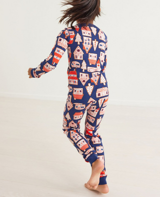 Kids Long John Pyjama Set in Gingerbread Blue