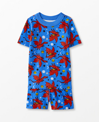 Kids Printed Short John Pyjama Set in Space Dragons