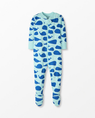 Kids Baby Zip Footed Sleeper in Whale Watching