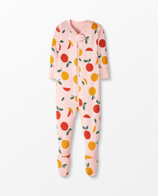 Kids Baby Zip Footed Sleeper in Pink Citrus