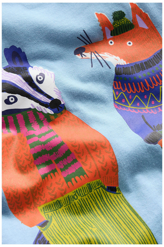 Mini Boden Boys Friends Long Sleeve Cotton Graphic Top In Light Blue