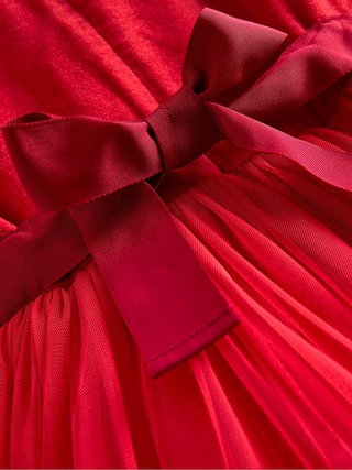 Mini Boden Girl's Beth Velvet Bodice Tulle Dress in Red