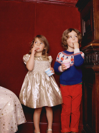 Mini Boden Girl's Smocked Party Dress in Gold