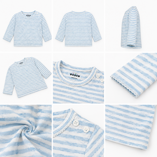 Baby Boden Long Sleeve Stripe Top In Blue