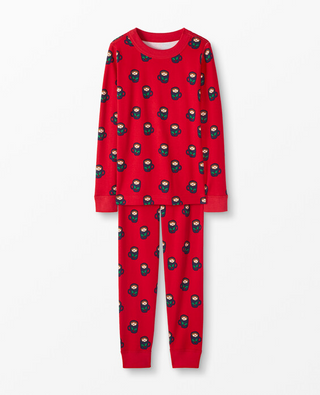 Kids Long John Pyjama Set in cocoa With Marshmallow