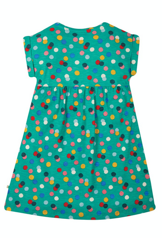 Frugi Girl's Faith Slub Dress in Rainbow Holi