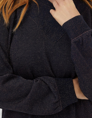 Women's Long Sleeve Noa Sparkle Sweat Dress in Navy (IMPERFECT)