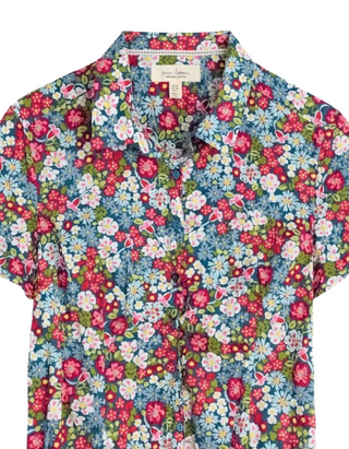 Women's Short Sleeve Mrs Treloar Shirt in Multi Flowery Painting