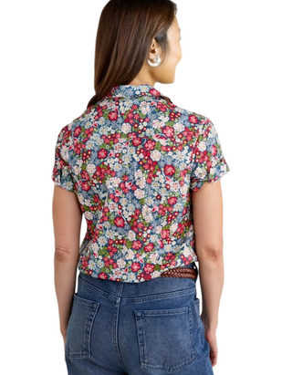 Women's Short Sleeve Mrs Treloar Shirt in Multi Flowery Painting