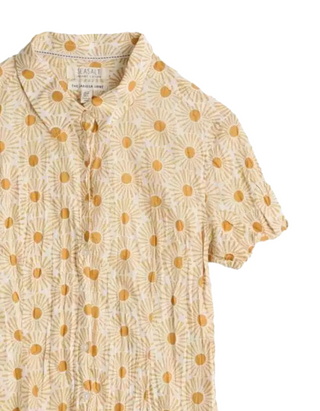 Women's Short Sleeve Mrs Treloar Shirt in Yellow Sun Stamp