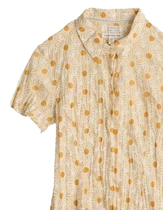 Women's Short Sleeve Mrs Treloar Shirt in Yellow Sun Stamp