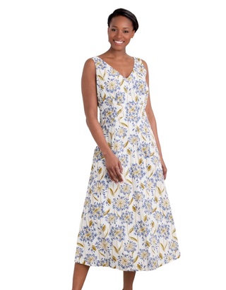 Women's Sky Beyond Sleeveless V-Neck Dress in Lino Chalk