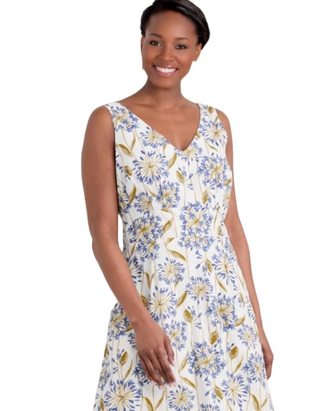 Women's Sky Beyond Sleeveless V-Neck Dress in Lino Chalk