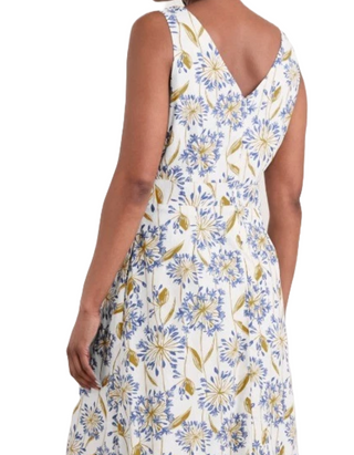 Women's Sky Beyond Sleeveless V-Neck Dress in Lino Chalk