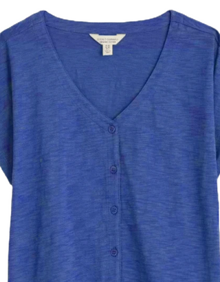 Women's Short Sleeve Studio Glass V-neck Jersey Top in Blue