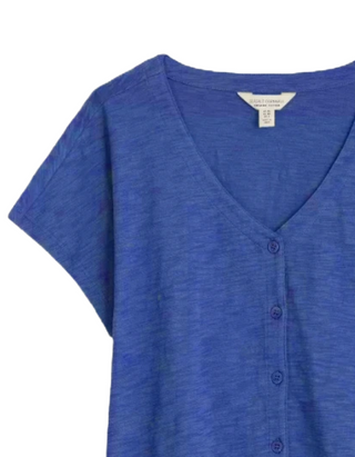 Women's Short Sleeve Studio Glass V-neck Jersey Top in Blue