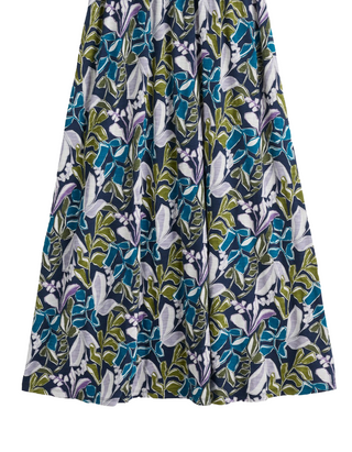 Women's Sleeveless Polmanter Dress in Linear Leaves Maritime