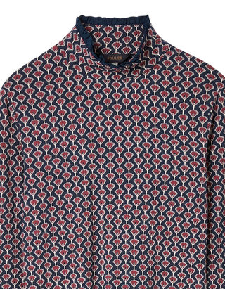 Women's Floral Long Sleeve High Neck Jersey Top in Navy