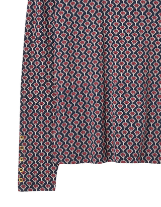 Women's Floral Long Sleeve High Neck Jersey Top in Navy