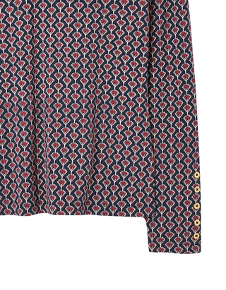 Women's Floral Long Sleeve High Neck Jersey Top in Navy