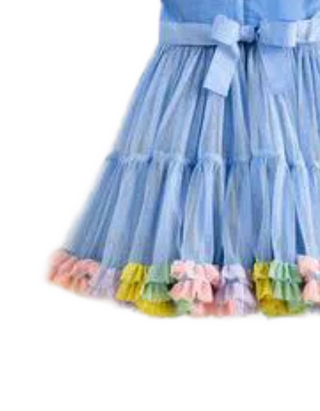 Mini Boden Girl's Beth Velvet Bodice Tulle Dress in Blue