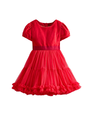 Mini Boden Girl's Beth Velvet Bodice Tulle Dress in Red