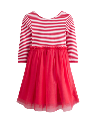 Mini Boden Girl's Rib Jersey Tulle Dress in Pink