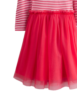 Mini Boden Girl's Rib Jersey Tulle Dress in Pink
