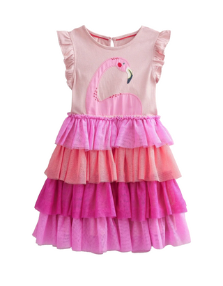 Mini Boden Girl's Sleeveless Flamingo Appliqu Tulle Dress in Pink