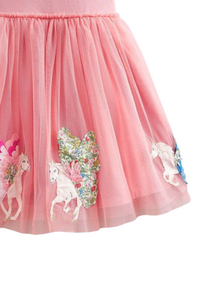 Mini Boden Girl's Katie Unicorn Applique Tulle Dress in Pink