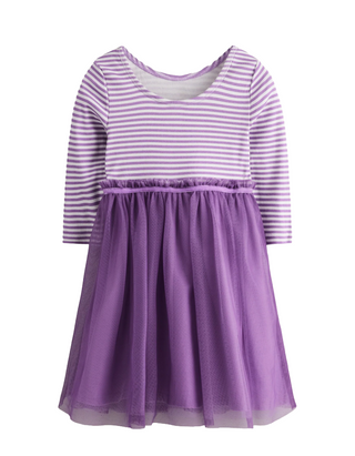 Mini Boden Girl's Rib Jersey Tulle Dress in Purple