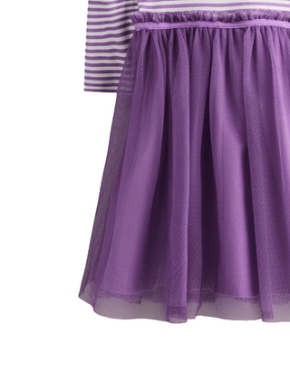 Mini Boden Girl's Rib Jersey Tulle Dress in Purple