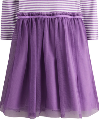 Mini Boden Girl's Rib Jersey Tulle Dress in Purple