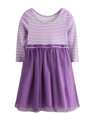 Mini Boden Girl's Rib Jersey Tulle Dress in Purple