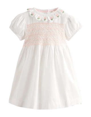 Mini Boden Girl's Occasion Smocked Dress in Ivory