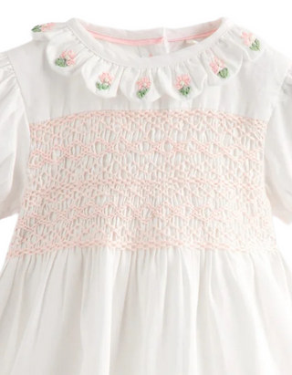 Mini Boden Girl's Occasion Smocked Dress in Ivory