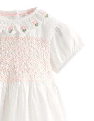 Mini Boden Girl's Occasion Smocked Dress in Ivory
